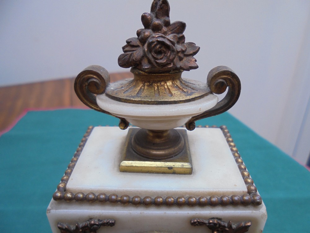 19th century miniature marble and ormolu mantle clock View IV