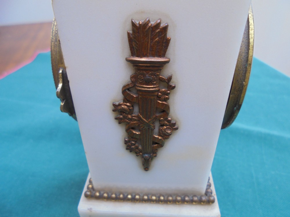 19th century miniature marble and ormolu mantle clock View VI