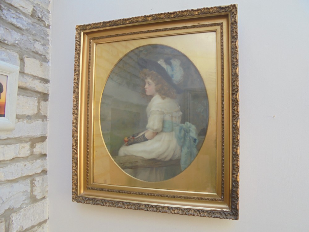 19th century pastel portrait of young lady