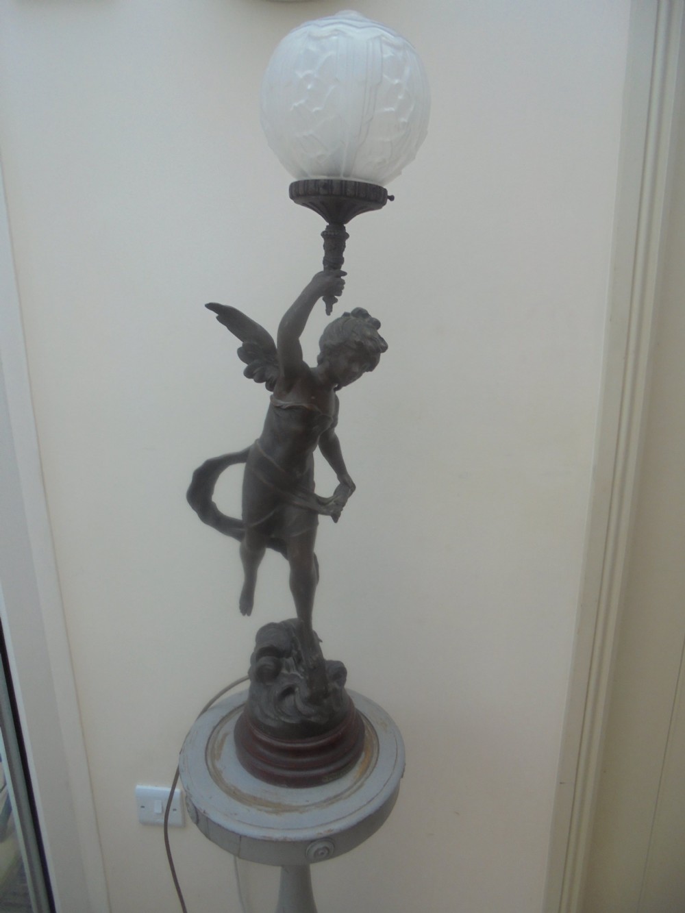 Bronzed spelter table lamp by Moreau Fortune View III