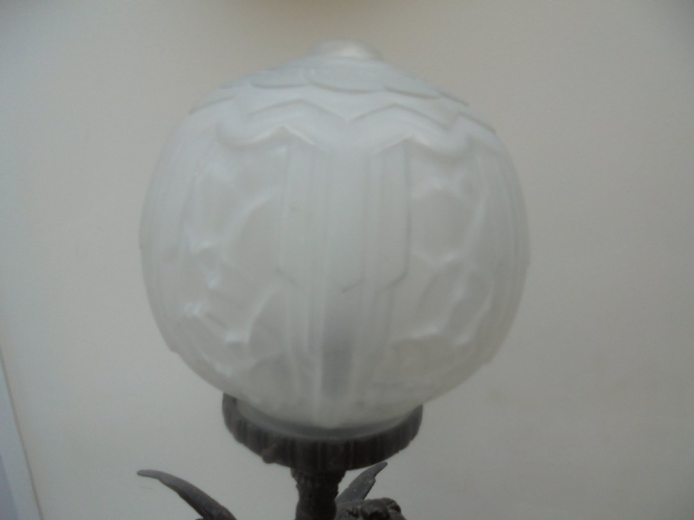 Bronzed spelter table lamp by Moreau Fortune View IV