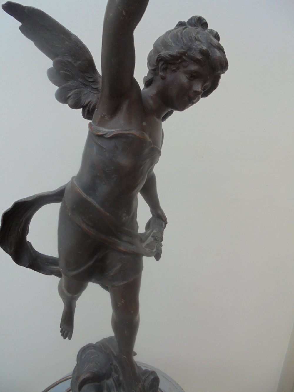 Bronzed spelter table lamp by Moreau Fortune View V