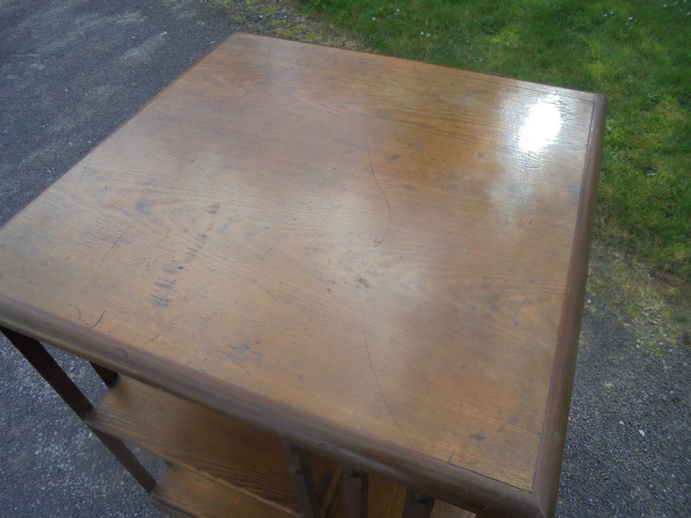 Beech and walnut American revolving bookcase View III