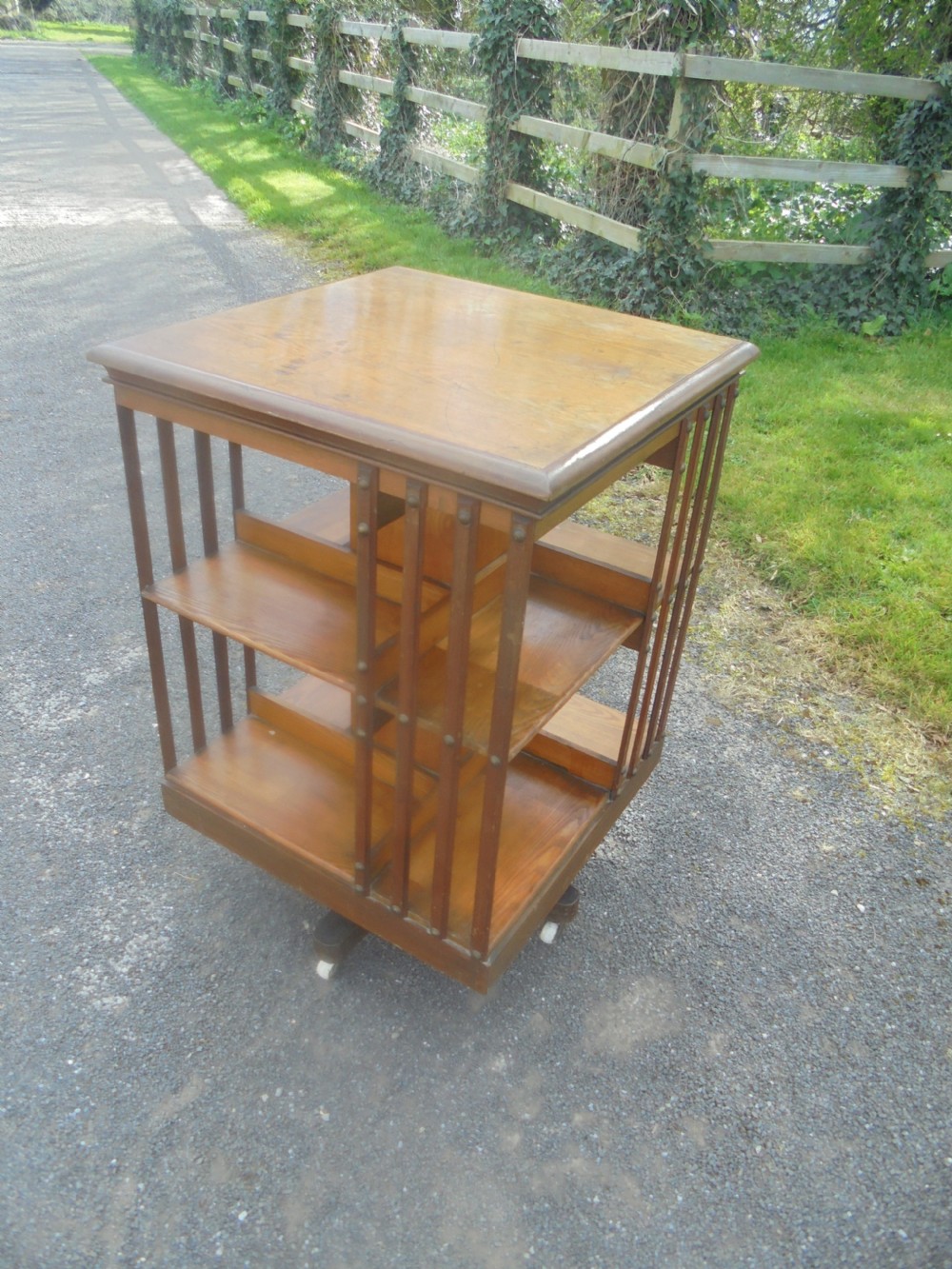Beech and walnut American revolving bookcase View IV