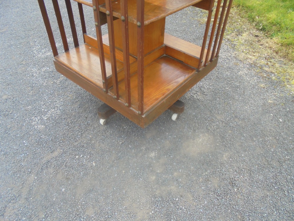Beech and walnut American revolving bookcase View V