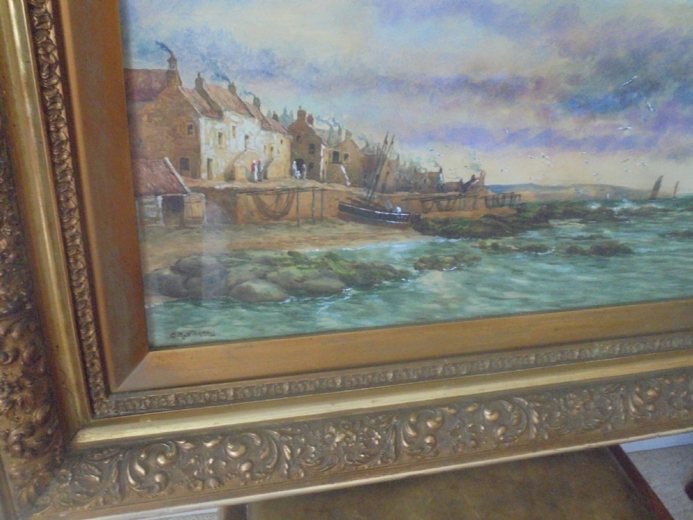 Large Pair 19th century framed water colours of Buckhaven Scotland View VII