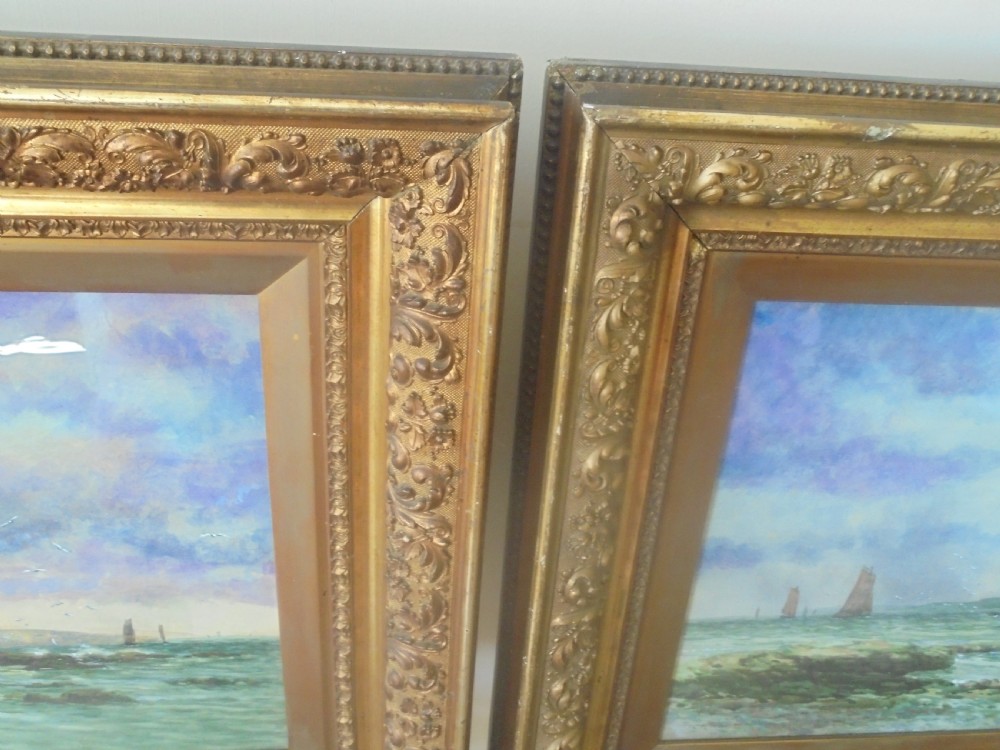 Large Pair 19th century framed water colours of Buckhaven Scotland View VIII