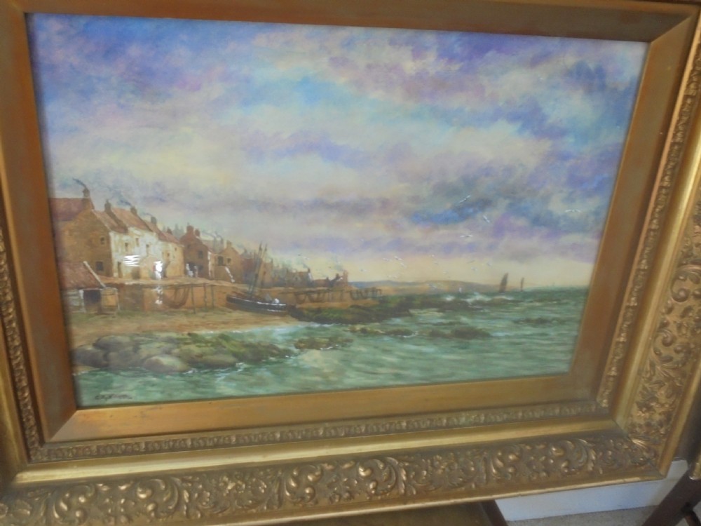 Large Pair 19th century framed water colours of Buckhaven Scotland View IX