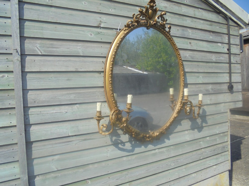 Victorian oval gilded mirror with candelabra View VII