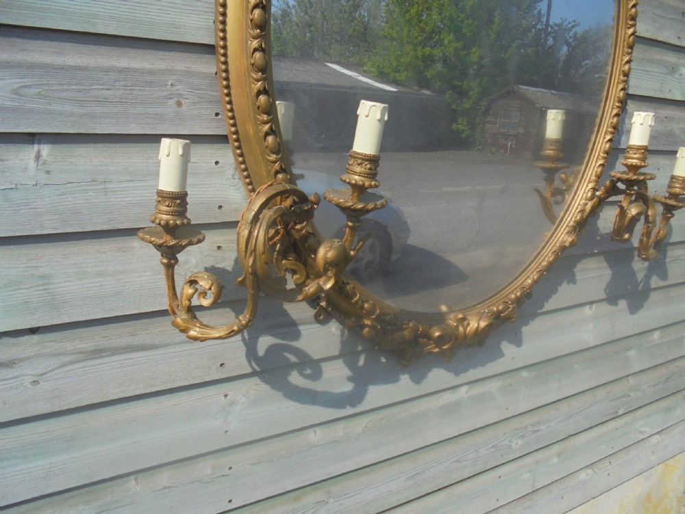 Victorian oval gilded mirror with candelabra View IX