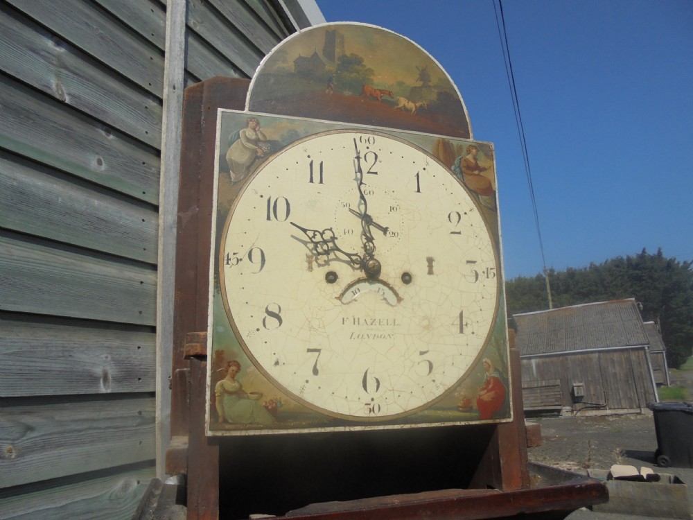 18th century mahogany painted dial Grandfather clock View IV