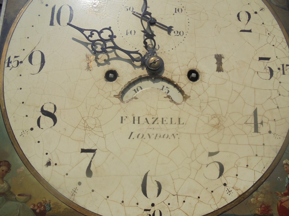 18th century mahogany painted dial Grandfather clock View V