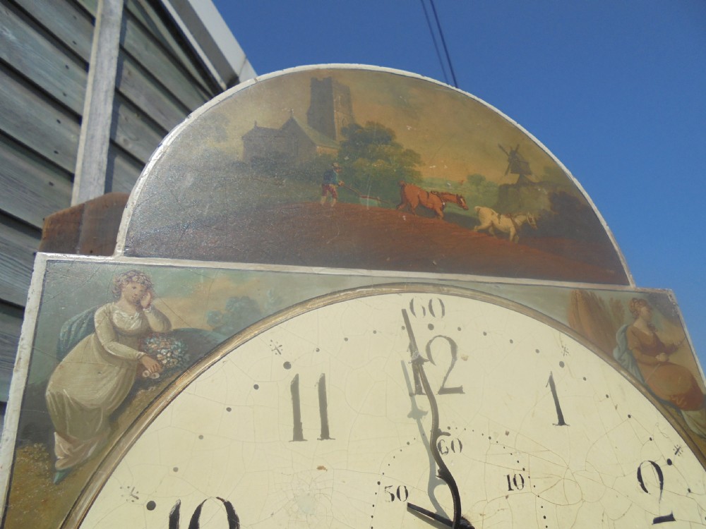 18th century mahogany painted dial Grandfather clock View VI