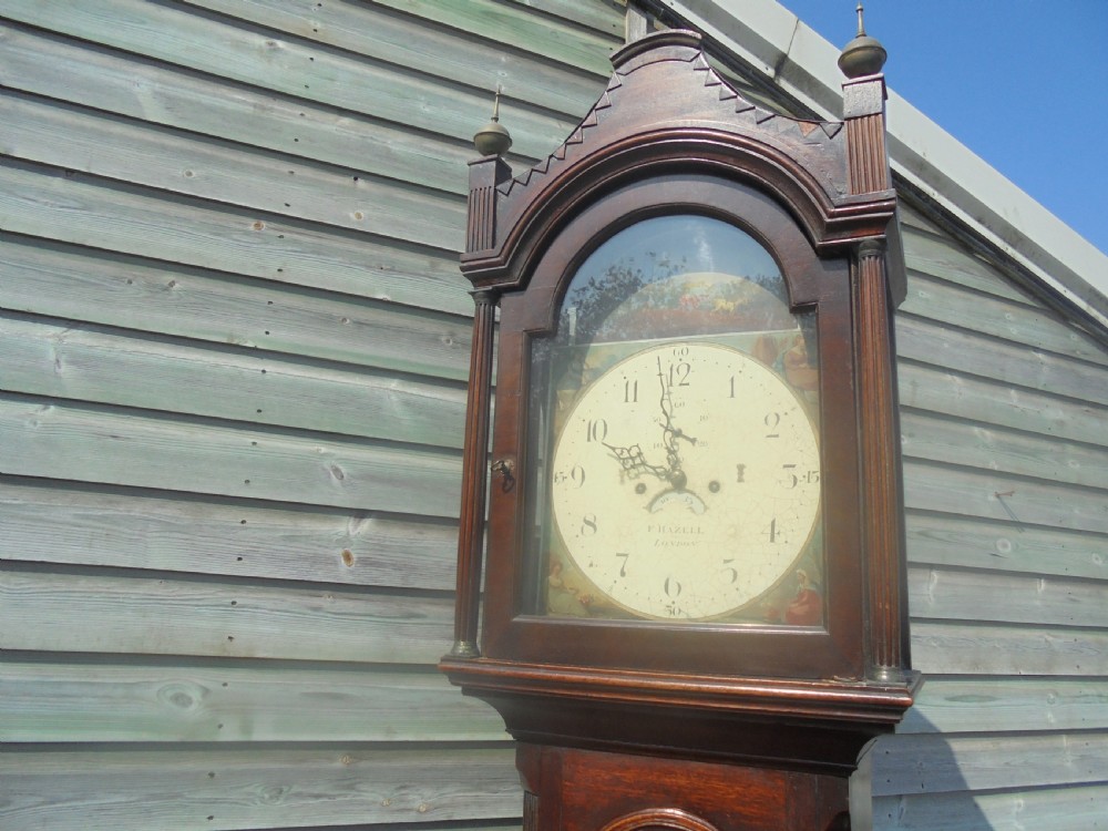 18th century mahogany painted dial Grandfather clock View VII