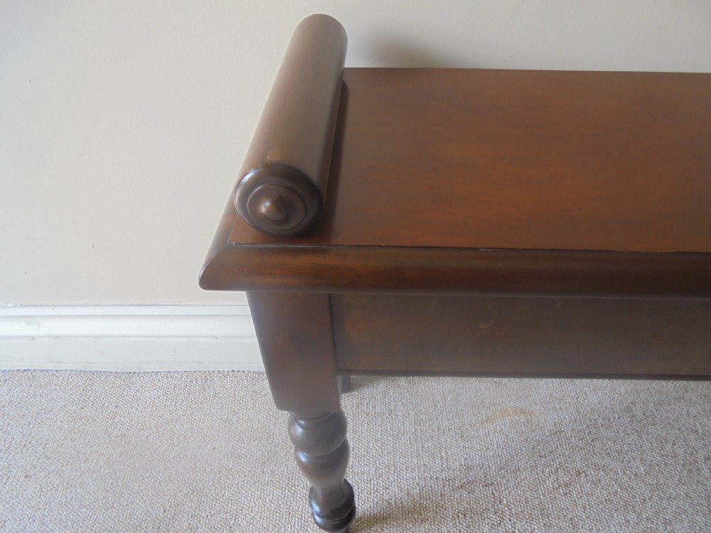 Long 19th century mahogany window seat View II