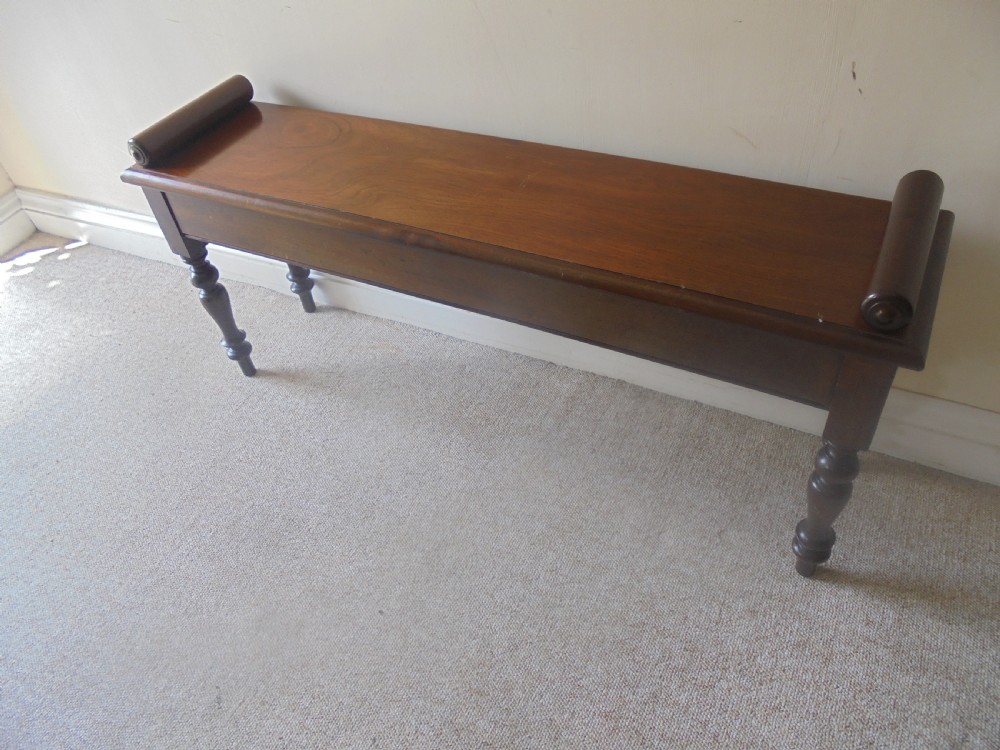 Long 19th century mahogany window seat View III