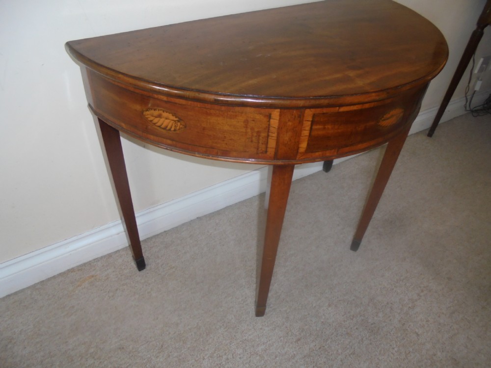 18th century inlaid mahogany demi lune console table View VI