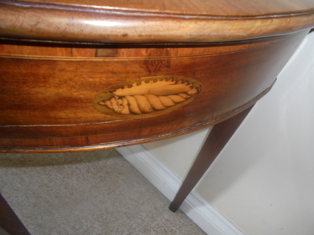 18th century inlaid mahogany demi lune console table View IX