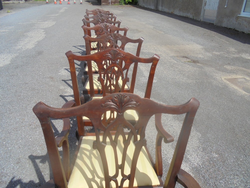 Set of eight mahogany ball and claw Chippendale style dining chairs. View II