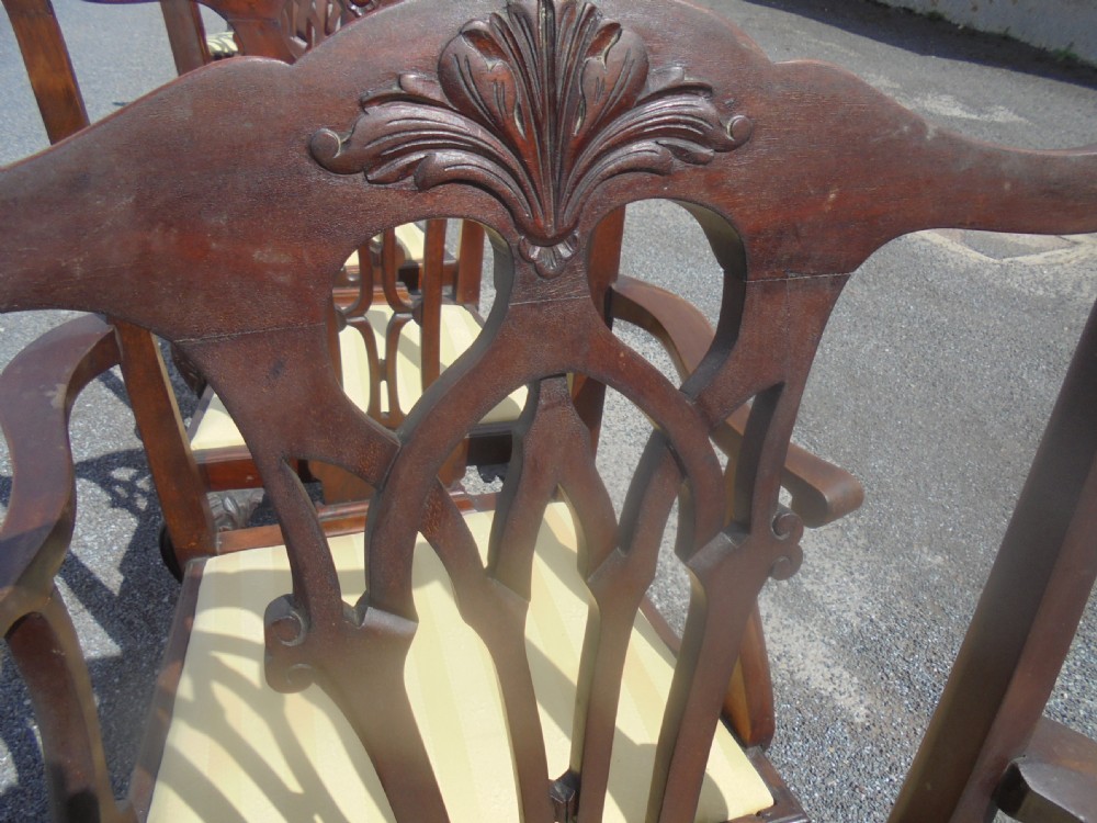 Set of eight mahogany ball and claw Chippendale style dining chairs. View III