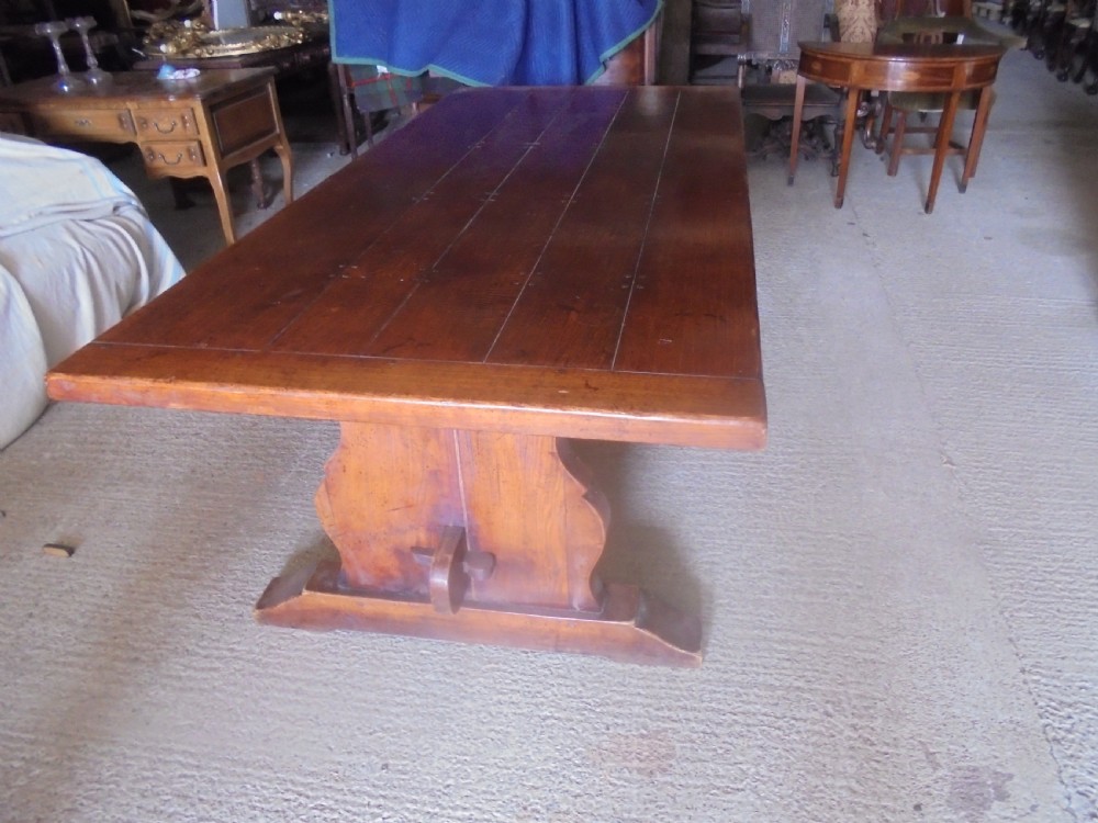 Antique Oak refectory farmhouse dining kitchen table seats ten View V