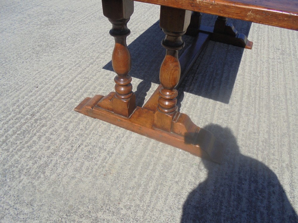 Antique oak refectory farmhouse kitchen dining table seats eight View V