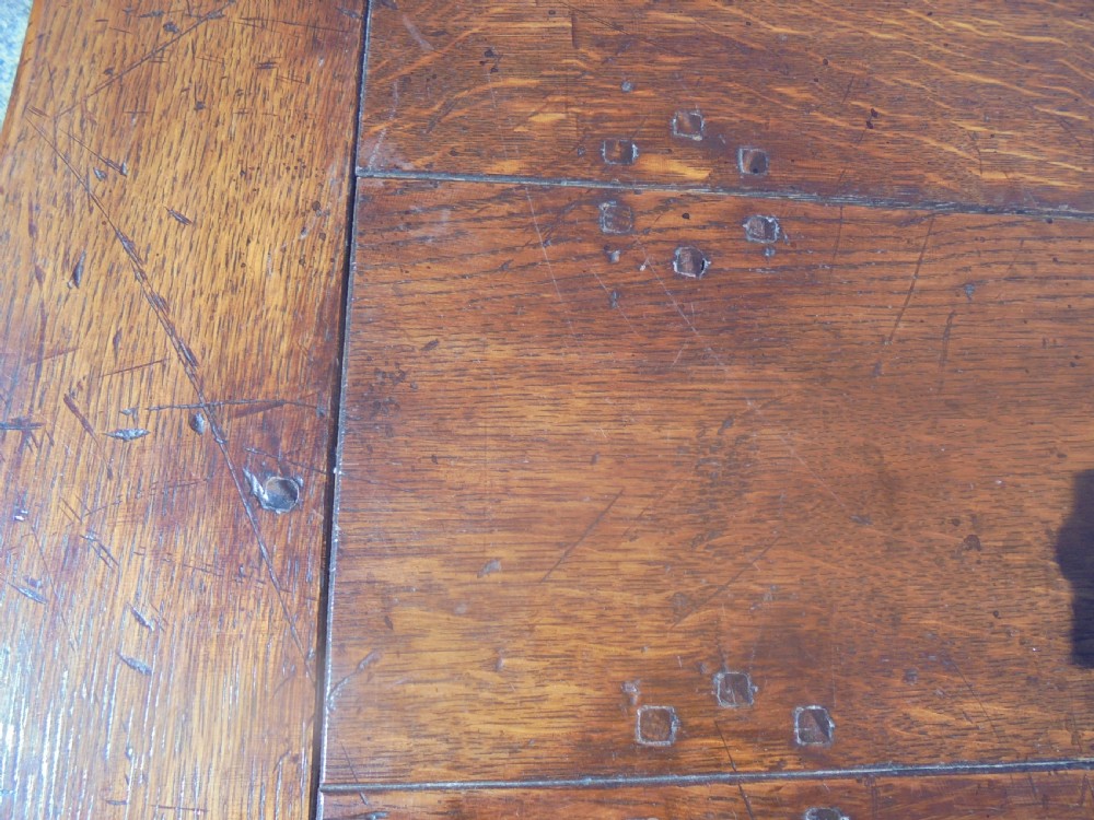Antique oak refectory farmhouse kitchen dining table seats eight View VI
