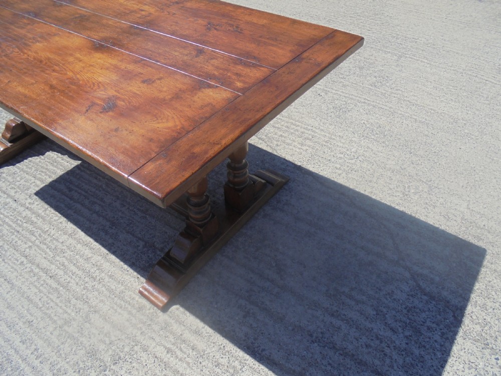Antique oak refectory farmhouse kitchen dining table seats eight View VII