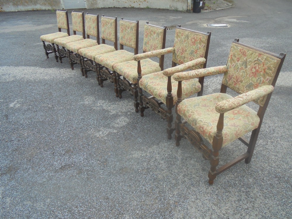 Set eight Jacobean style dining chairs View II