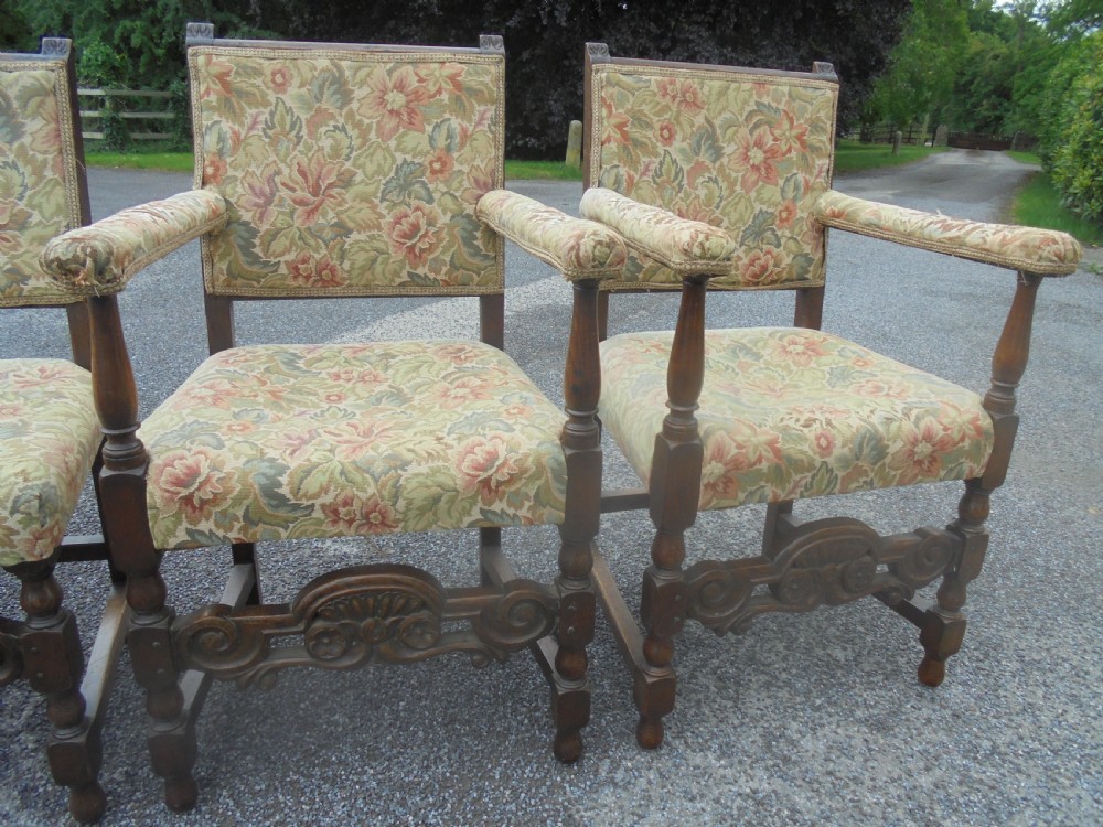 Set eight Jacobean style dining chairs View III