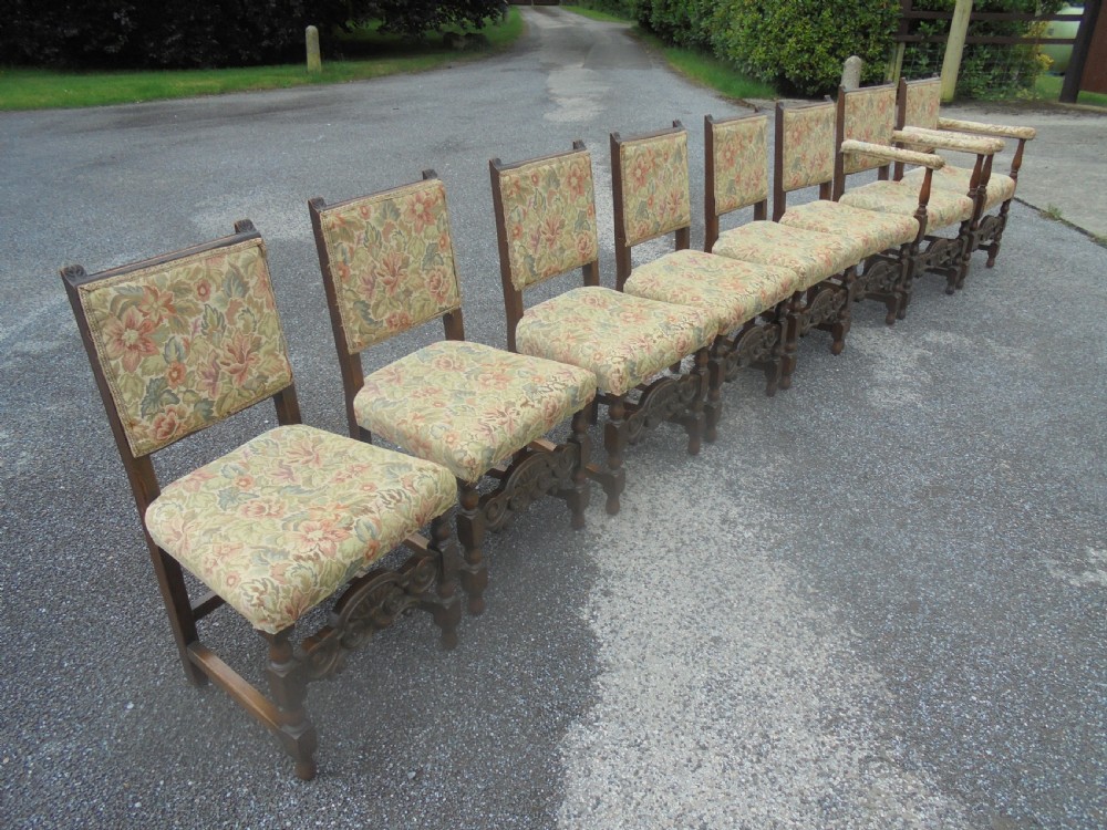 Set eight Jacobean style dining chairs View IV