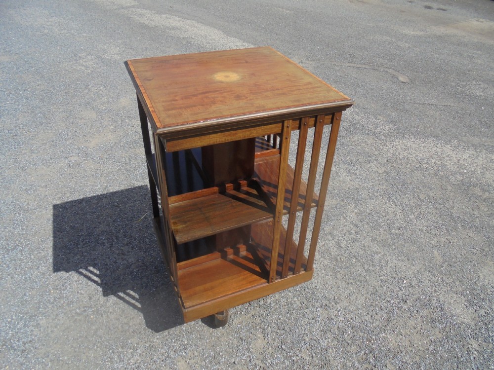 Edwardian mahogany inlaid revolving bookcase
