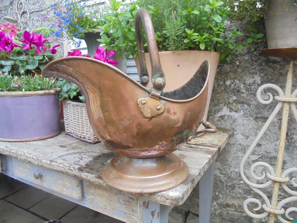 Victorian copper coal helmet