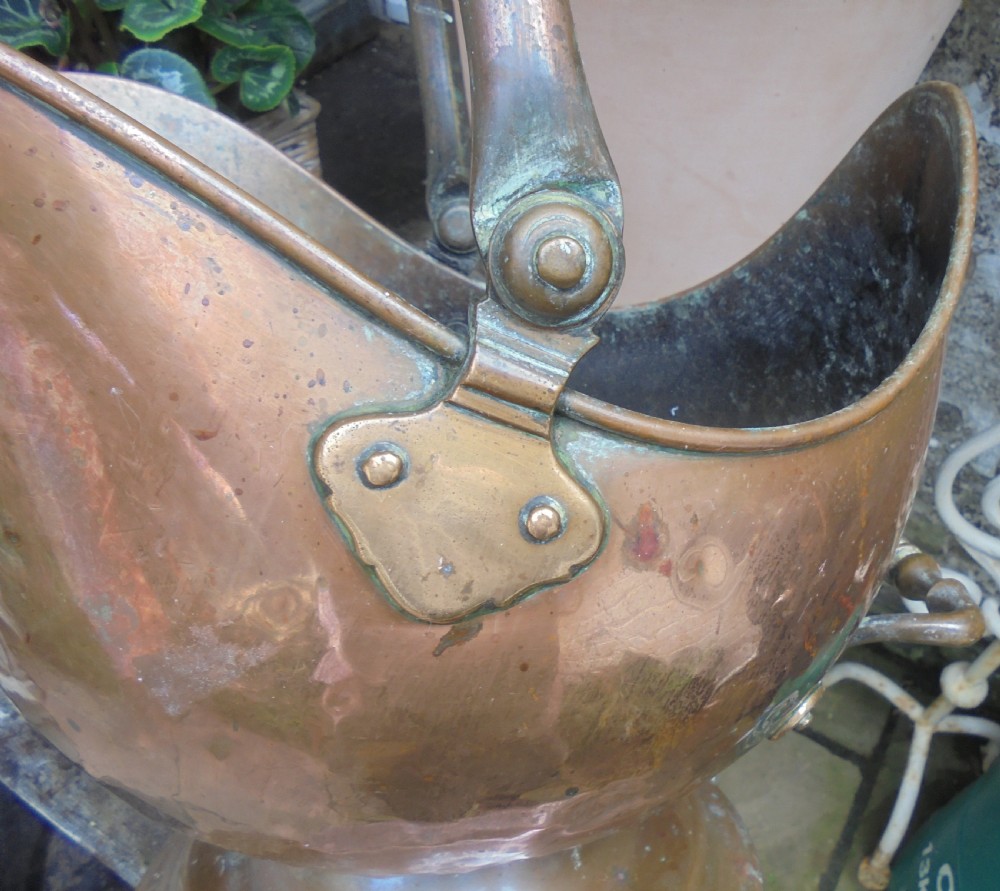 Victorian copper coal helmet View IV