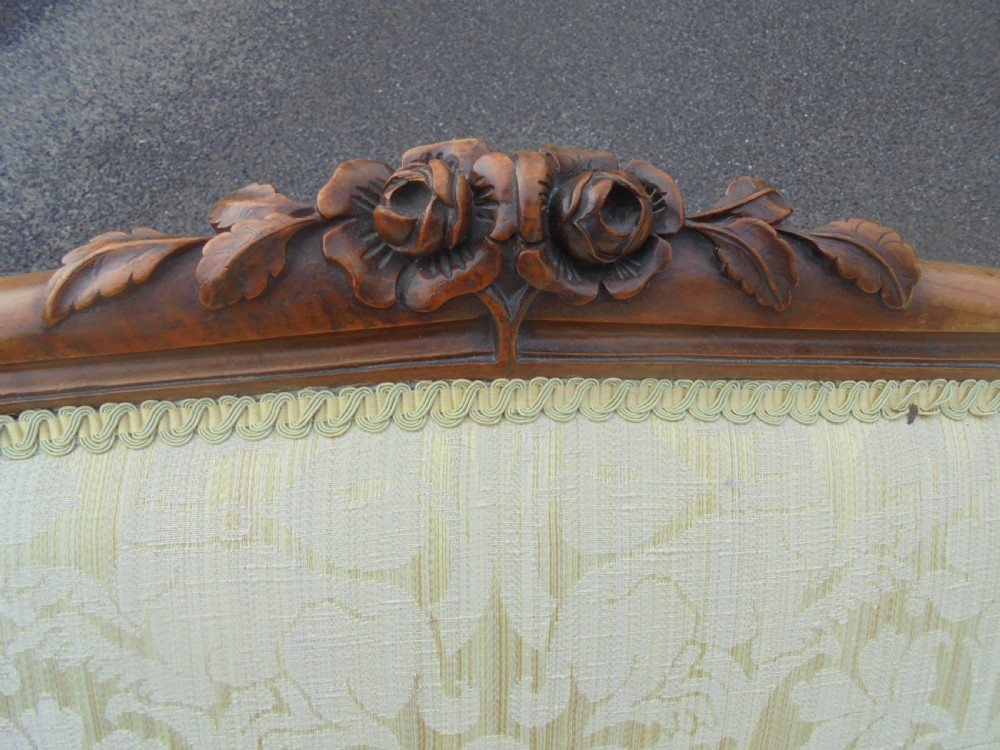 Victorian walnut frame upholstered settee seats three View II