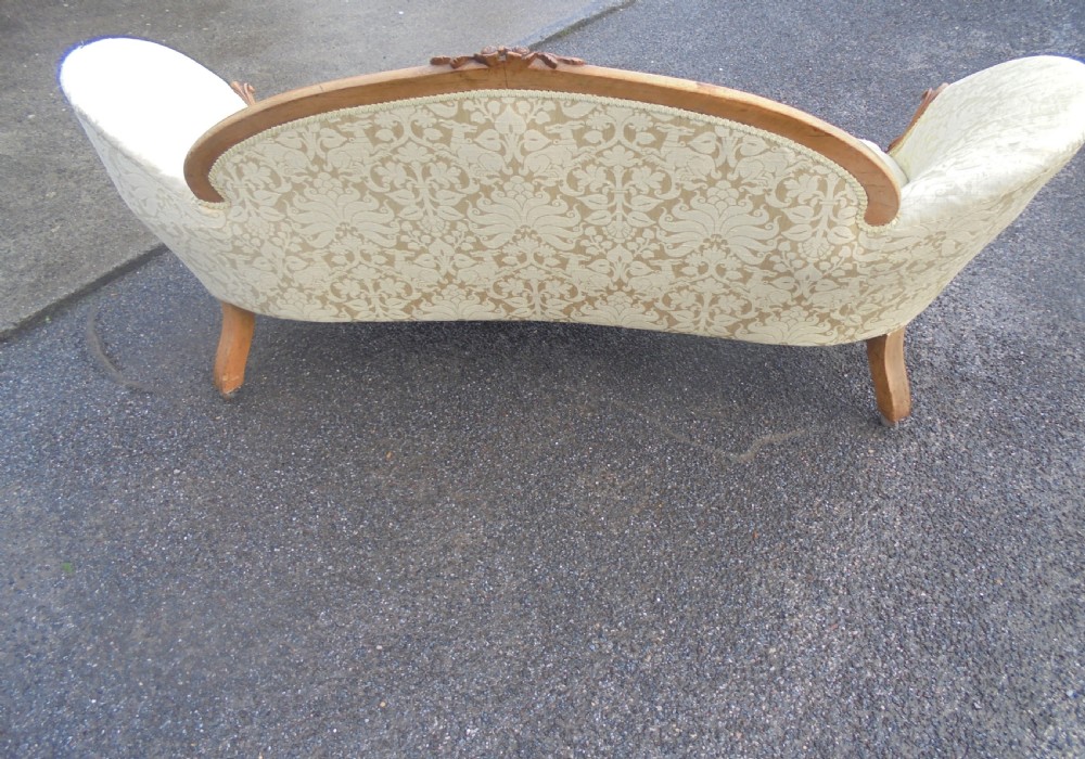 Victorian walnut frame upholstered settee seats three View IX