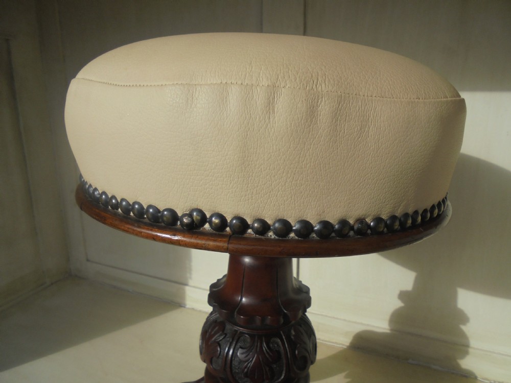 Carved walnut revolving piano stool by Henry Brookes and Co View VI