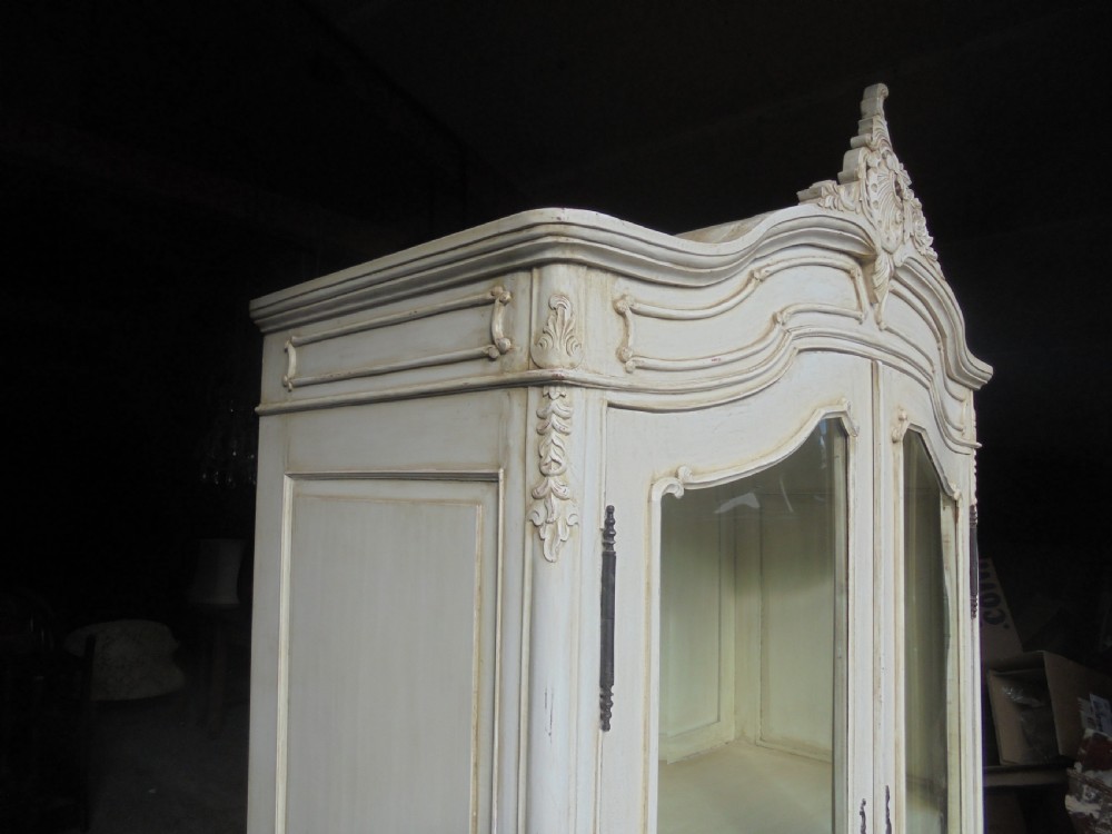 French bow front glazed painted armoire View II