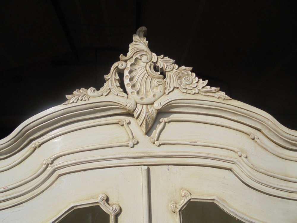 French bow front glazed painted armoire View III