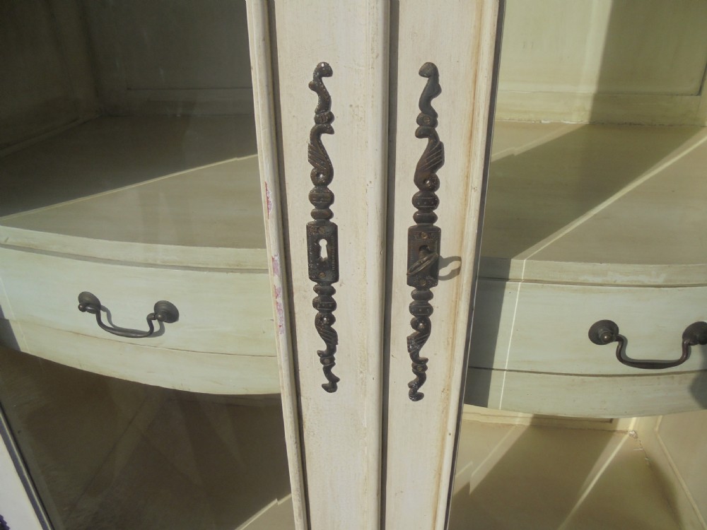 French bow front glazed painted armoire View IV