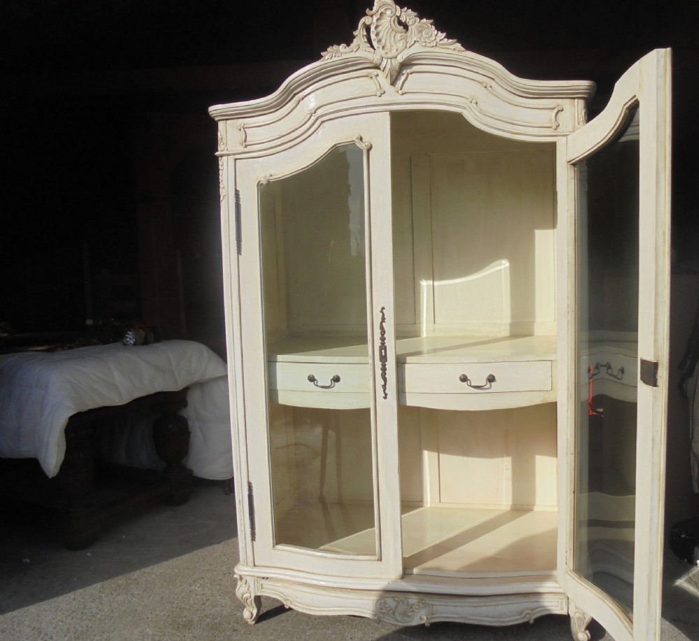 French bow front glazed painted armoire View V