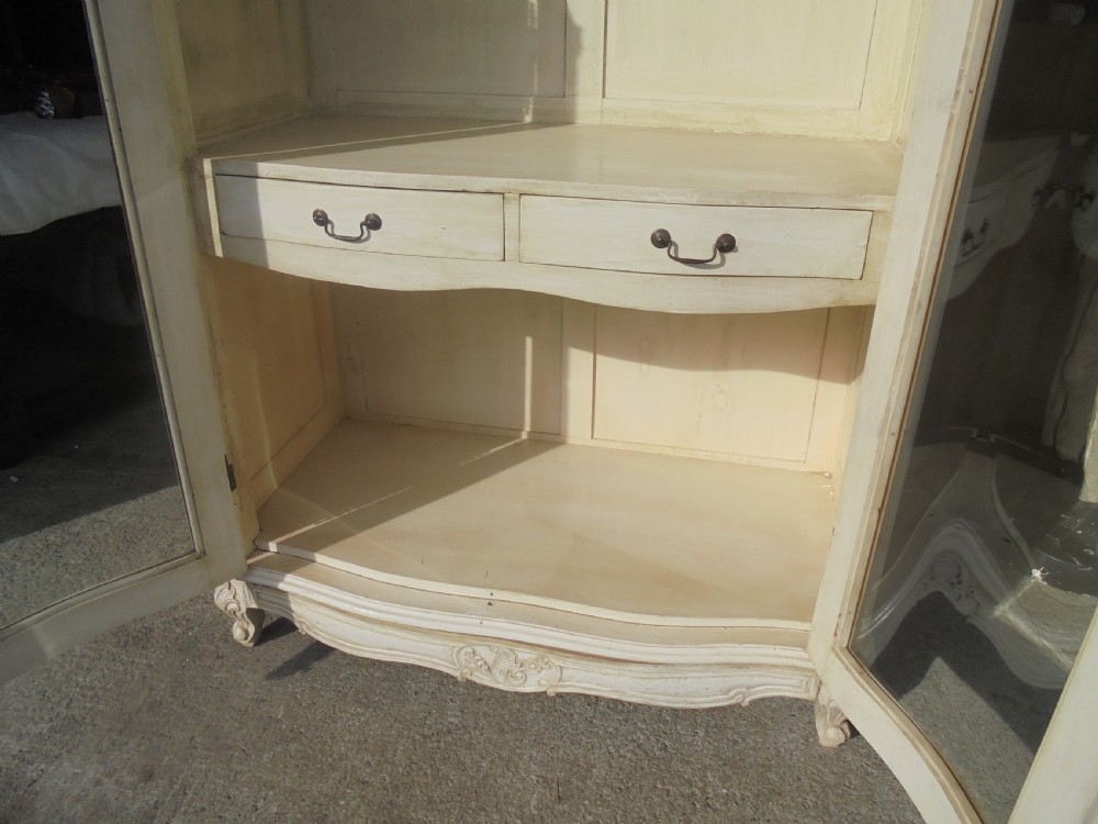French bow front glazed painted armoire View VI