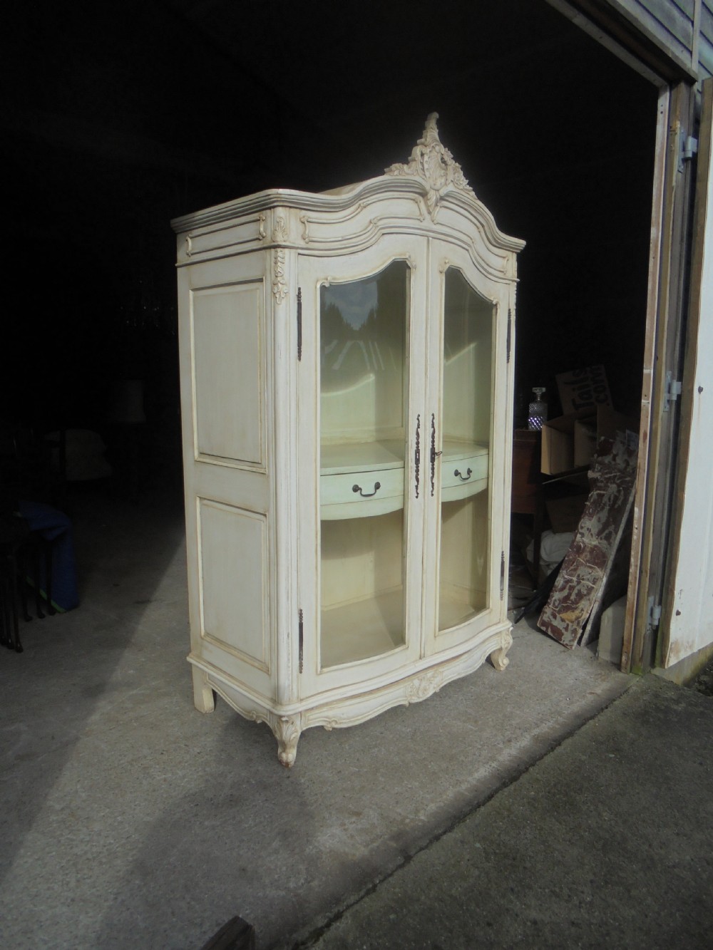 French bow front glazed painted armoire View VII