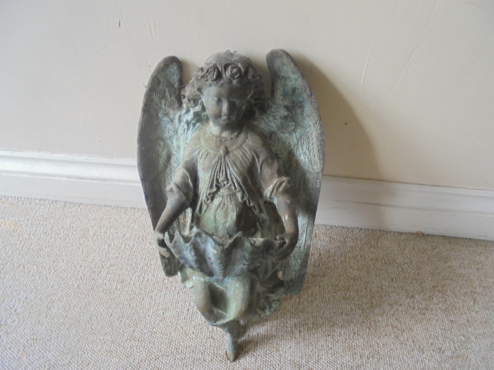 19th century bronze winged cherub
