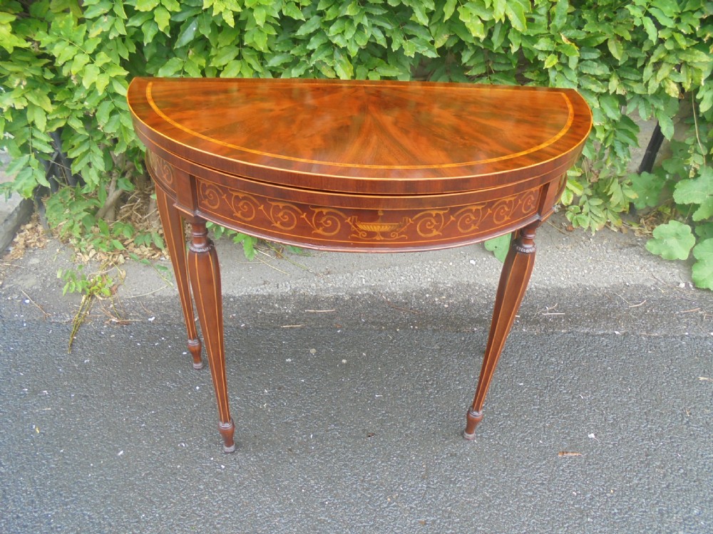 19th century demi lune card table