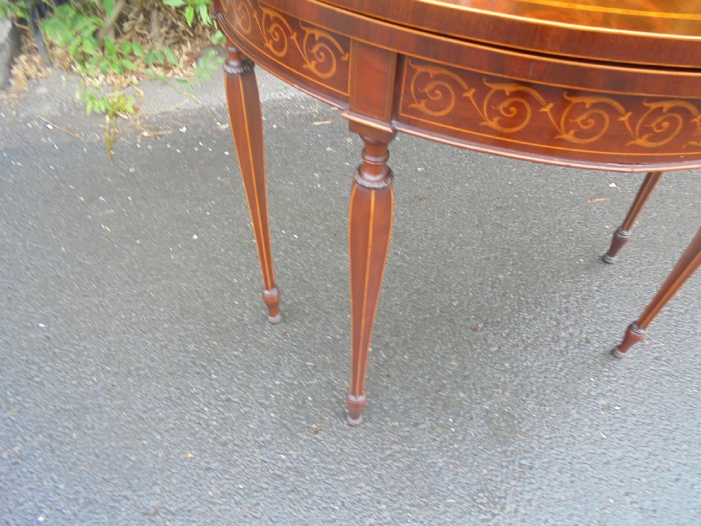 19th century demi lune card table View II