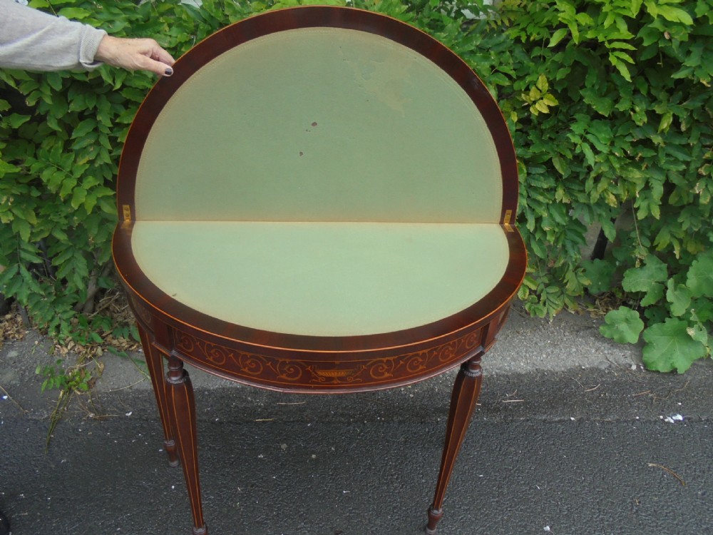 19th century demi lune card table View IV