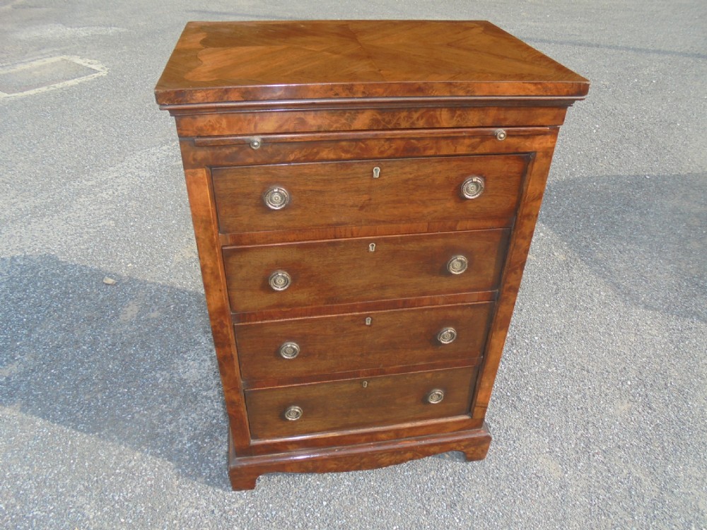 19th century small walnut chest with brushing slide