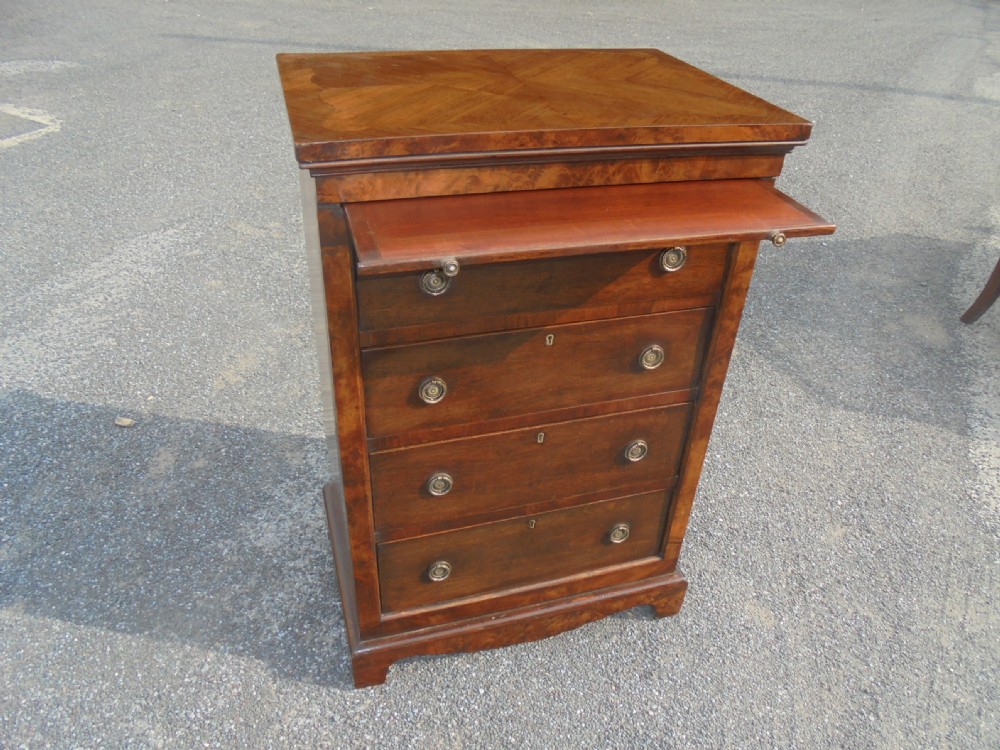 19th century small walnut chest with brushing slide View III