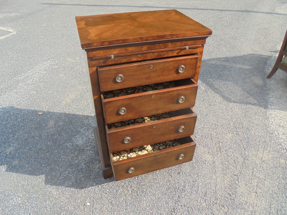 19th century small walnut chest with brushing slide View V